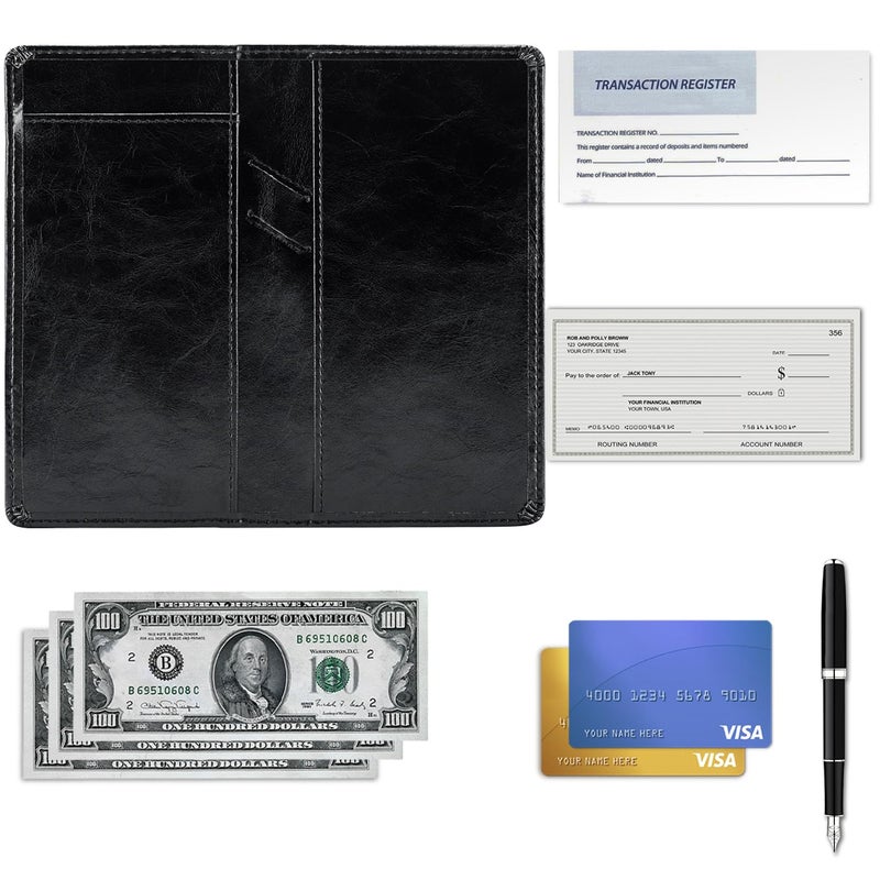 Aurya Leather Checkbook Covers for Personal Checkbook, Checkbook Holder with Free Vinyl Divider, Checkbook Cover for Duplicate Checks for Men and Women - Image 5